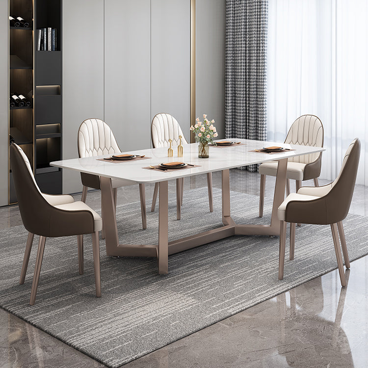 Standard Marble Top Dining Set with Metallic Legs Base for Dining Furniture