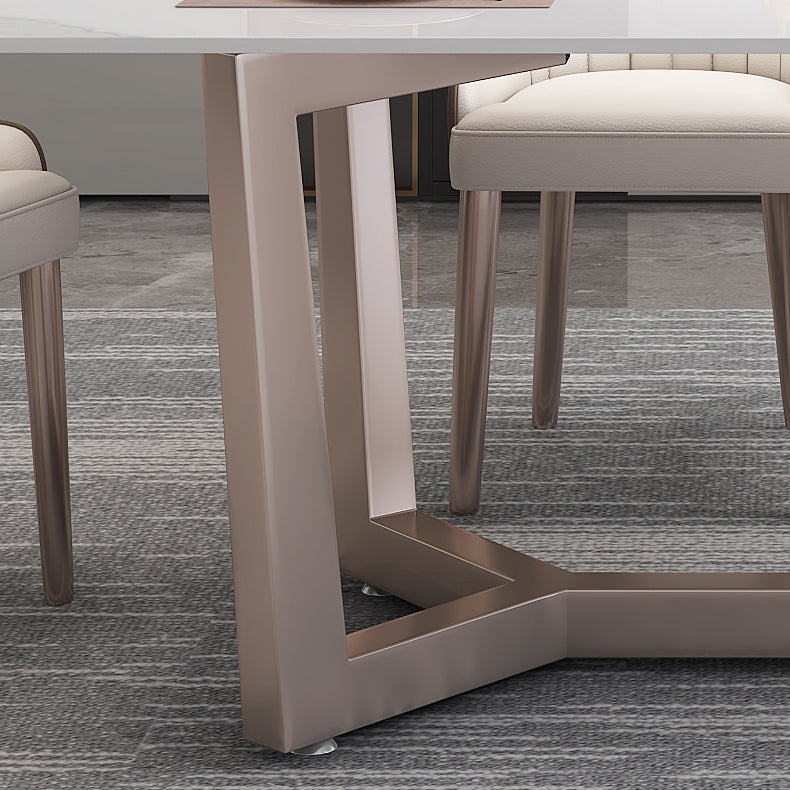 Standard Marble Top Dining Set with Metallic Legs Base for Dining Furniture