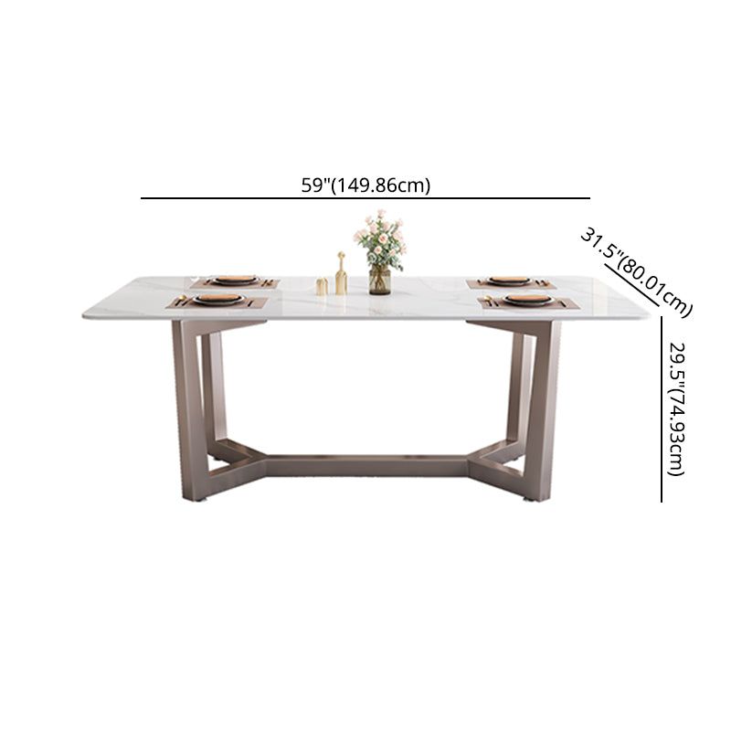 Standard Marble Top Dining Set with Metallic Legs Base for Dining Furniture
