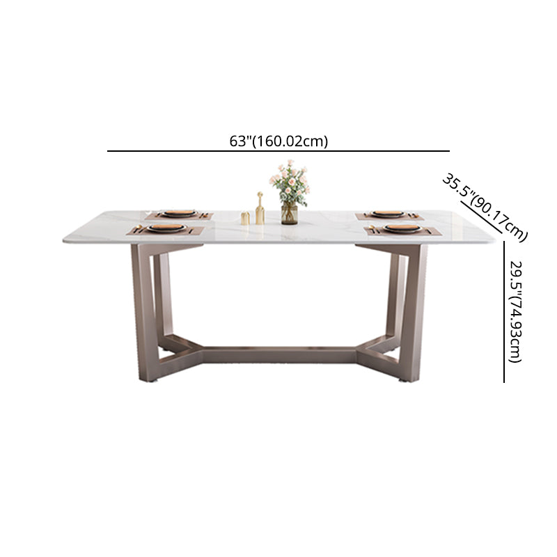 Standard Marble Top Dining Set with Metallic Legs Base for Dining Furniture