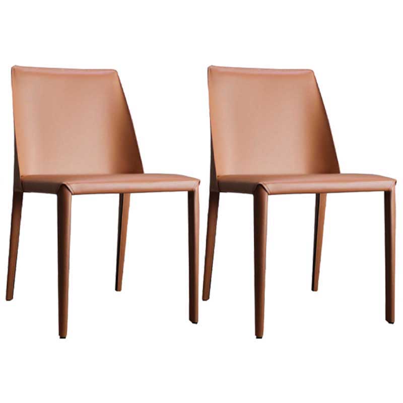 Chaise contemporaine à dossier solide, chaise en cuir de 18 pouces de large avec 4 pieds en métal pour la maison