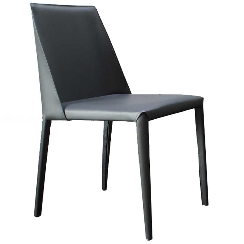 Chaise contemporaine à dossier solide, chaise en cuir de 18 pouces de large avec 4 pieds en métal pour la maison