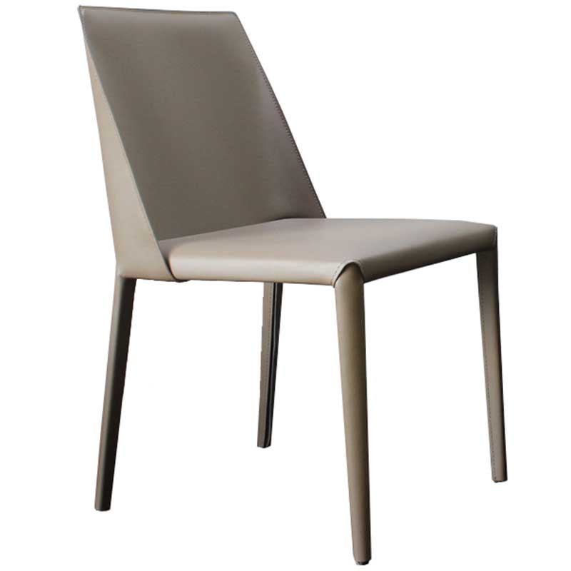 Chaise contemporaine à dossier solide, chaise en cuir de 18 pouces de large avec 4 pieds en métal pour la maison