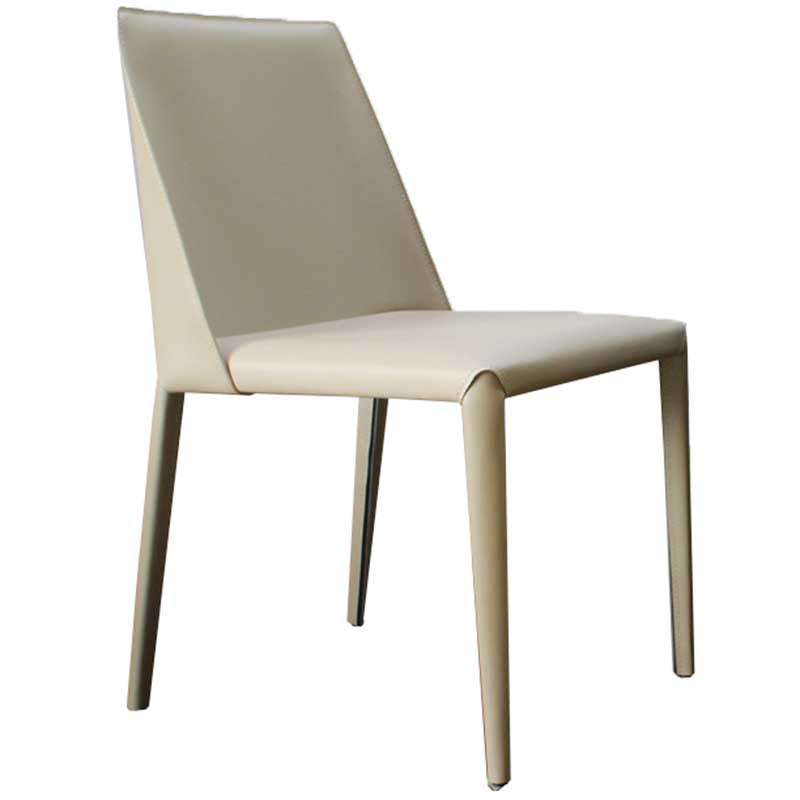 Chaise contemporaine à dossier solide, chaise en cuir de 18 pouces de large avec 4 pieds en métal pour la maison