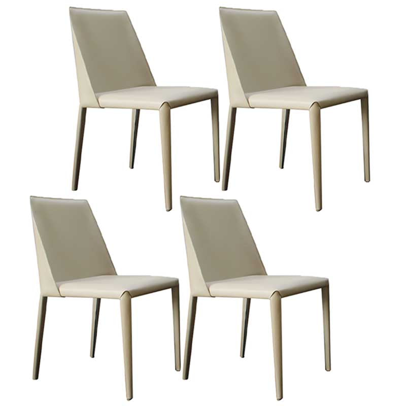 Chaise contemporaine à dossier solide, chaise en cuir de 18 pouces de large avec 4 pieds en métal pour la maison