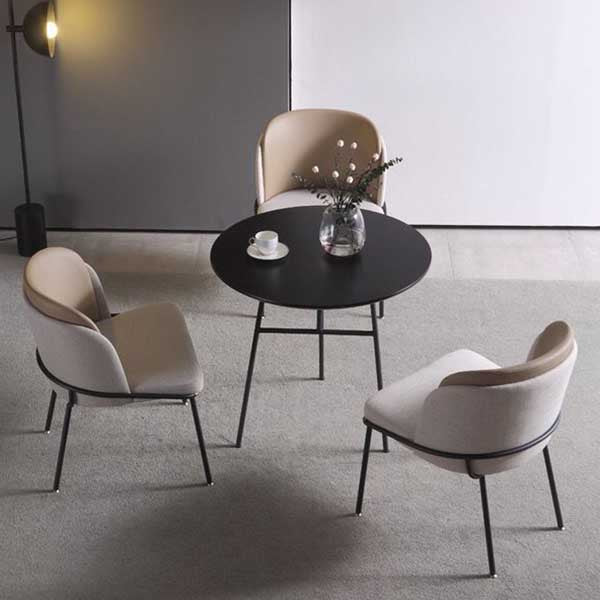 Chaises de salle à manger de salle à manger de chaise latérale de toile de style industriel avec les jambes en métal