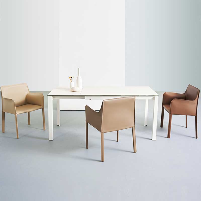 Contemporary Dining Chair 24'' Wide Arm Chair with Solid Back and 4 Metal Legs for Home Use