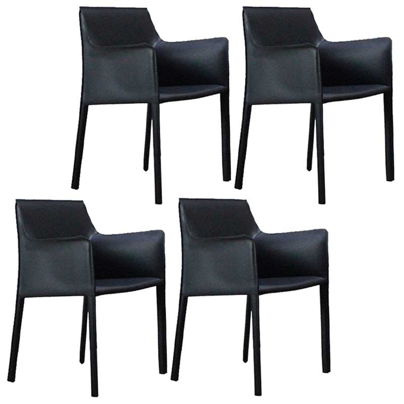 Contemporary Dining Chair 24'' Wide Arm Chair with Solid Back and 4 Metal Legs for Home Use