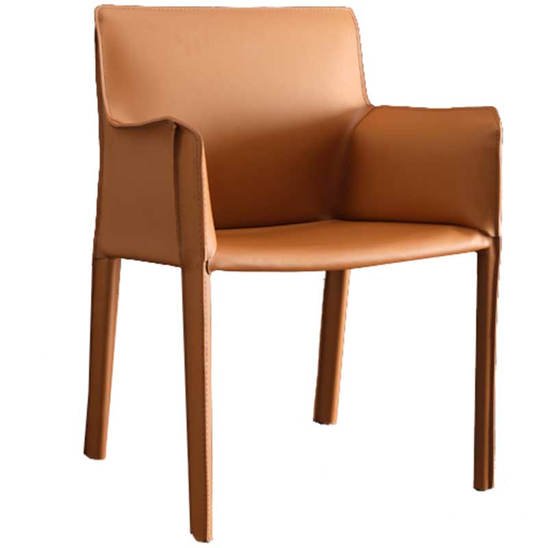 Contemporary Dining Chair 24'' Wide Arm Chair with Solid Back and 4 Metal Legs for Home Use