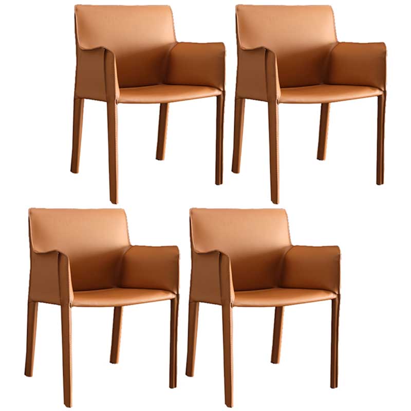 Contemporary Dining Chair 24'' Wide Arm Chair with Solid Back and 4 Metal Legs for Home Use