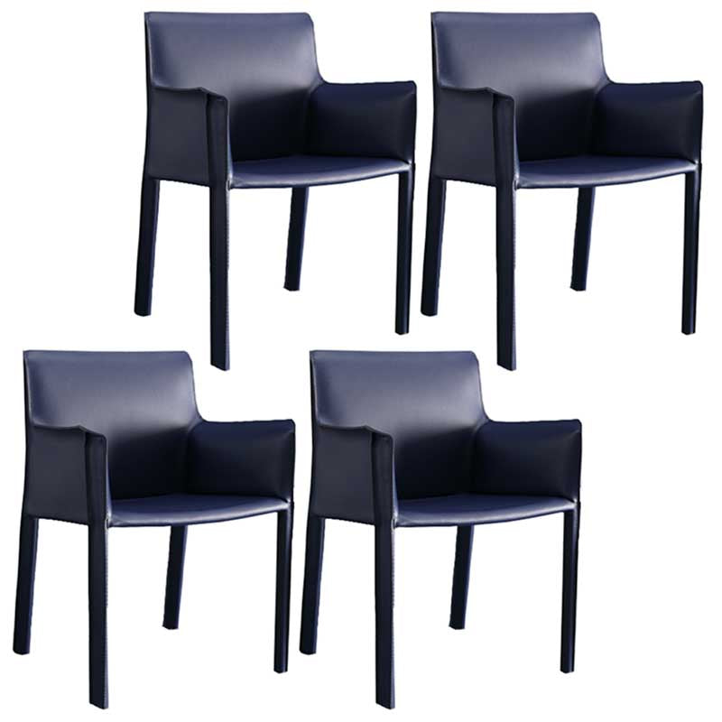 Contemporary Dining Chair 24'' Wide Arm Chair with Solid Back and 4 Metal Legs for Home Use