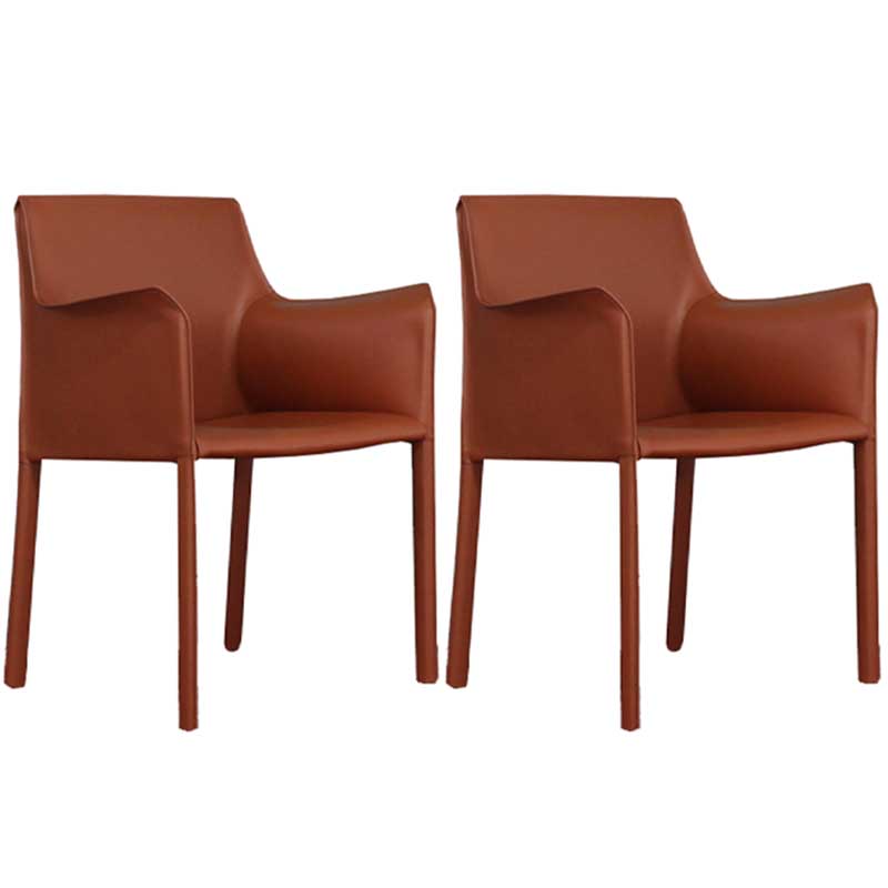 Contemporary Dining Chair 24'' Wide Arm Chair with Solid Back and 4 Metal Legs for Home Use