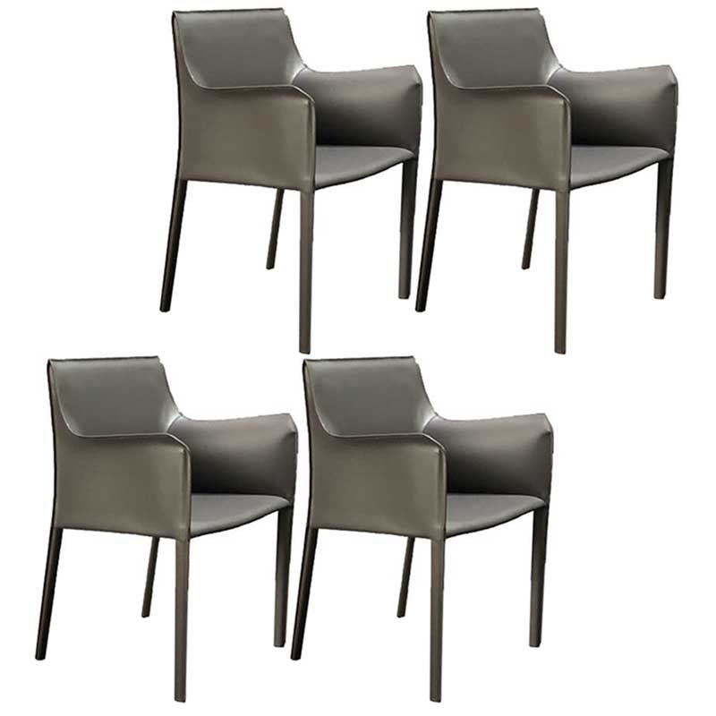 Contemporary Dining Chair 24'' Wide Arm Chair with Solid Back and 4 Metal Legs for Home Use