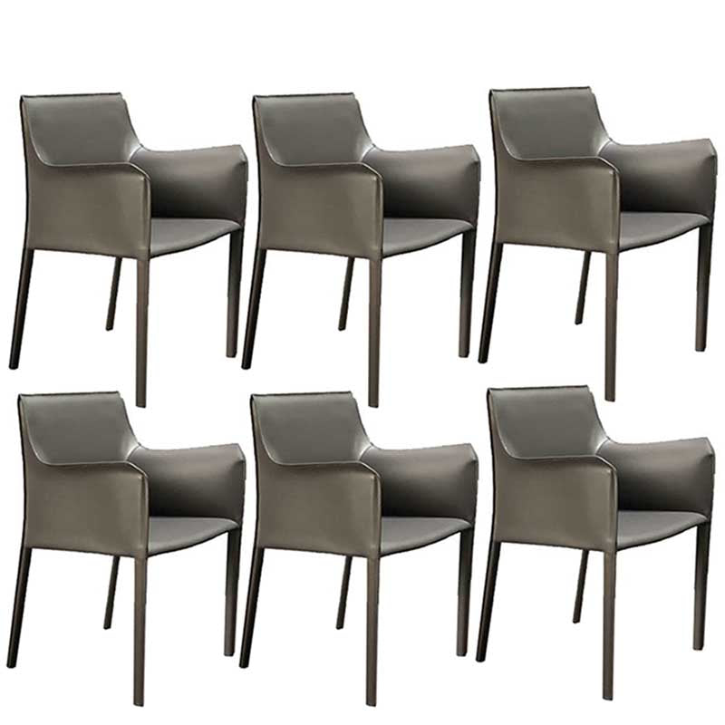 Contemporary Dining Chair 24'' Wide Arm Chair with Solid Back and 4 Metal Legs for Home Use