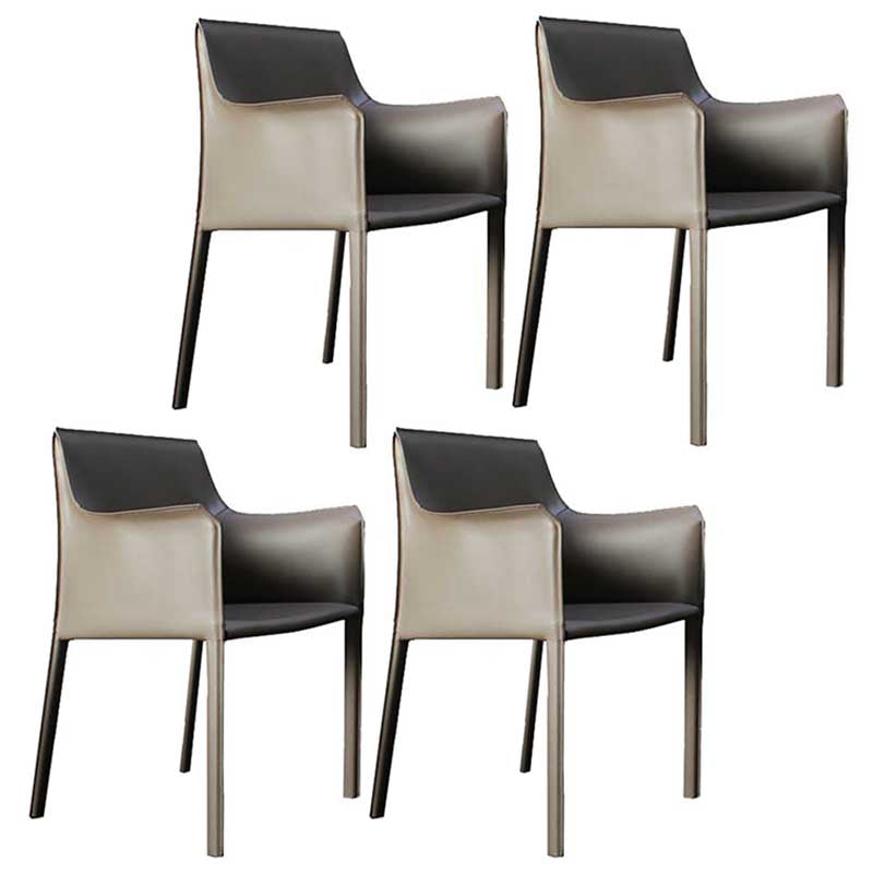 Contemporary Dining Chair 24'' Wide Arm Chair with Solid Back and 4 Metal Legs for Home Use