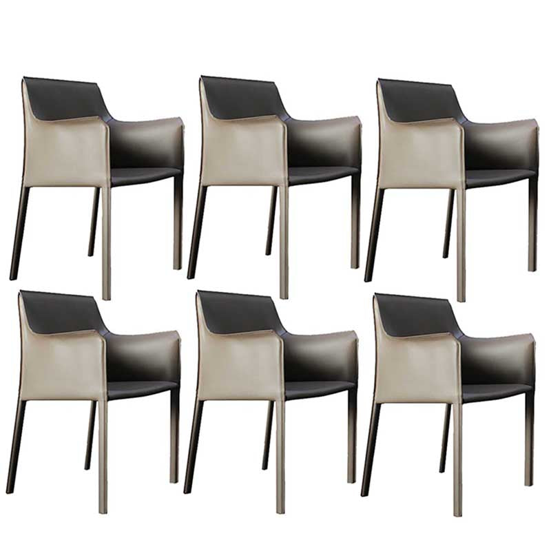 Contemporary Dining Chair 24'' Wide Arm Chair with Solid Back and 4 Metal Legs for Home Use