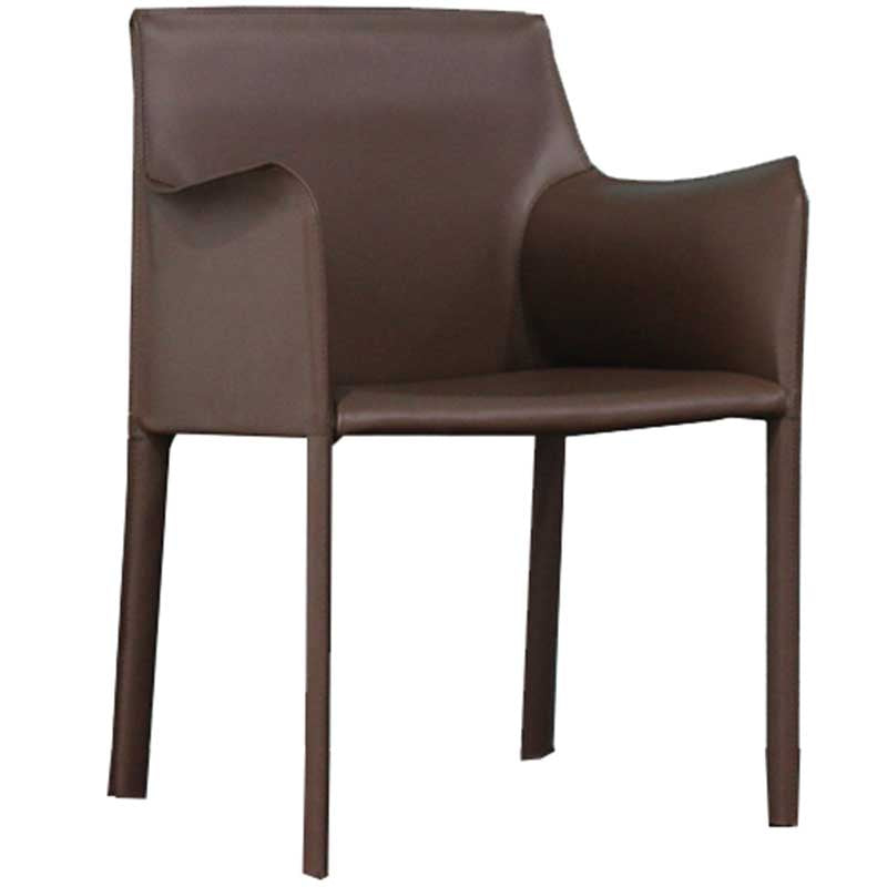 Contemporary Dining Chair 24'' Wide Arm Chair with Solid Back and 4 Metal Legs for Home Use