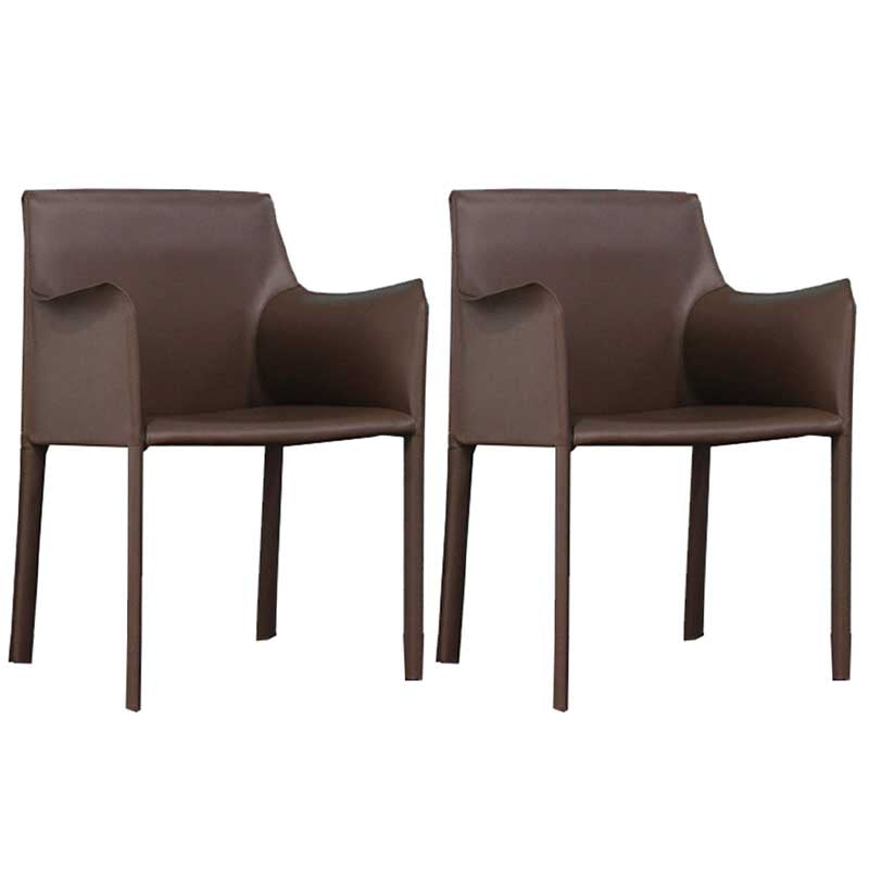 Contemporary Dining Chair 24'' Wide Arm Chair with Solid Back and 4 Metal Legs for Home Use
