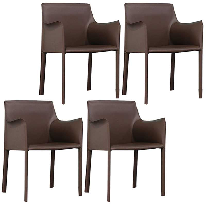 Contemporary Dining Chair 24'' Wide Arm Chair with Solid Back and 4 Metal Legs for Home Use