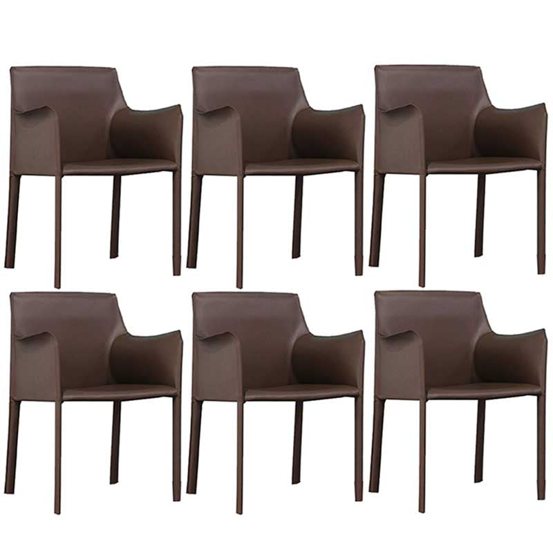 Contemporary Dining Chair 24'' Wide Arm Chair with Solid Back and 4 Metal Legs for Home Use