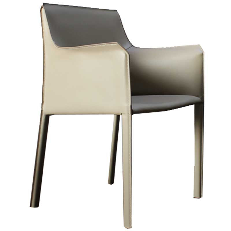 Contemporary Dining Chair 24'' Wide Arm Chair with Solid Back and 4 Metal Legs for Home Use