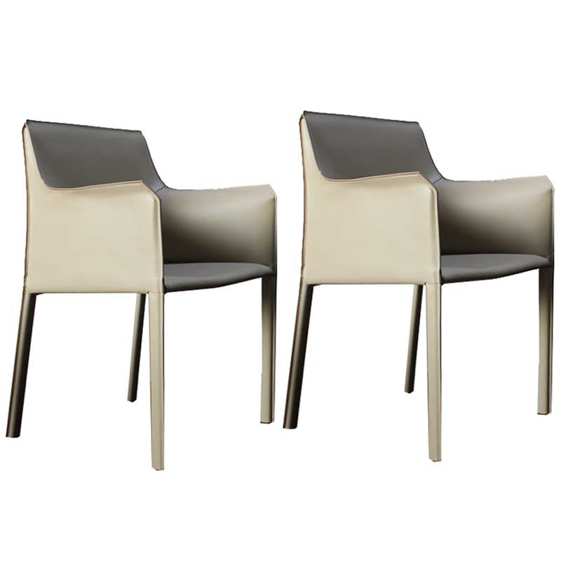 Contemporary Dining Chair 24'' Wide Arm Chair with Solid Back and 4 Metal Legs for Home Use