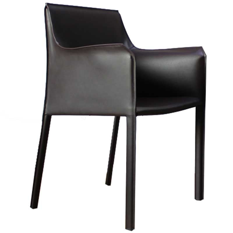 Contemporary Dining Chair 24'' Wide Arm Chair with Solid Back and 4 Metal Legs for Home Use