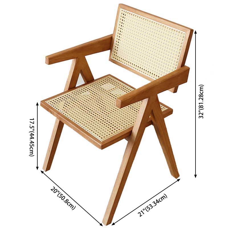 Chaise de salle à manger en bois massif ouvert contemporain