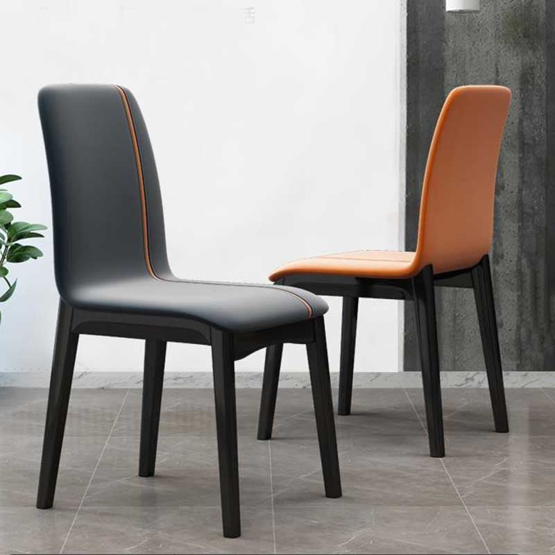 Chaise de salle à manger contemporaine en simili cuir, finition mate, chaise de salle à manger Parsons