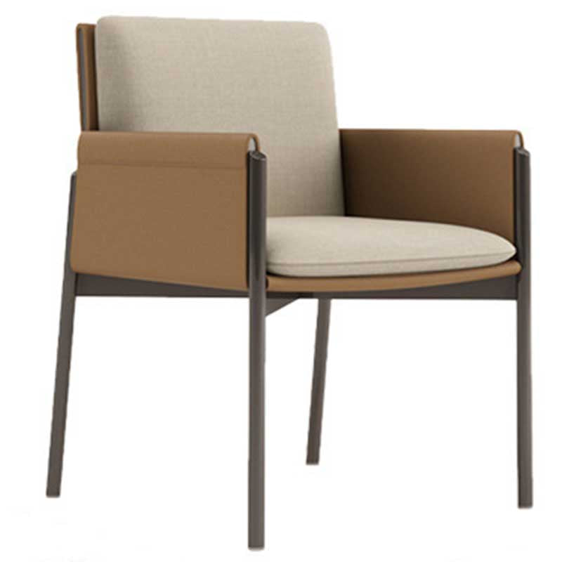 Chaise de salle à manger contemporaine en métal, chaise de salle à manger carrée au fini mat avec pieds noirs