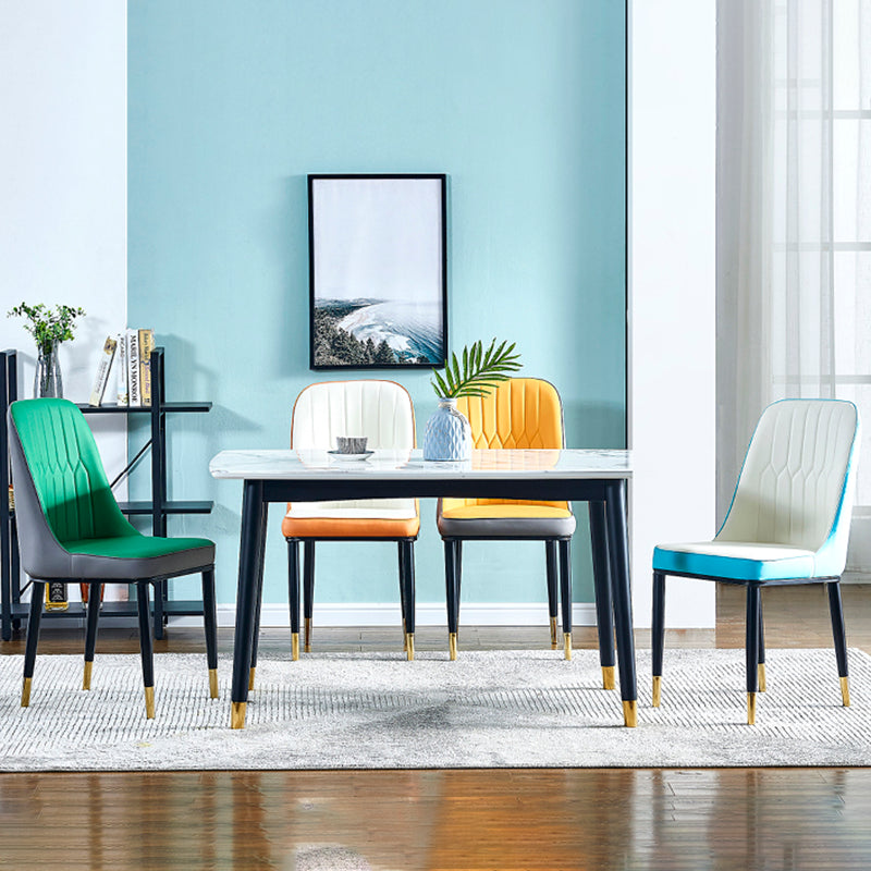 Chaise d'intérieur à base métallique de 18 pouces de large, chaise en cuir Parsons pour restaurant