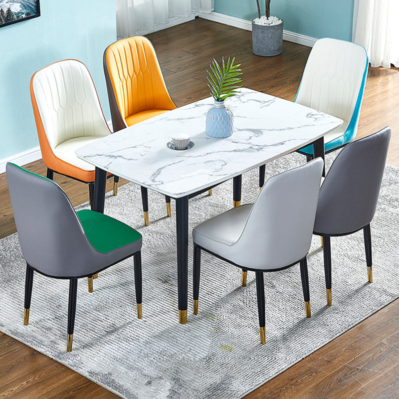 Chaise d'intérieur à base métallique de 18 pouces de large, chaise en cuir Parsons pour restaurant