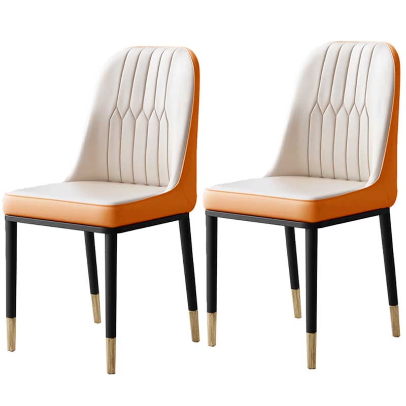 Chaise d'intérieur à base métallique de 18 pouces de large, chaise en cuir Parsons pour restaurant