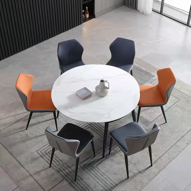Chaise de salle à manger en cuir de style contemporain, chaise latérale à oreilles pour usage domestique