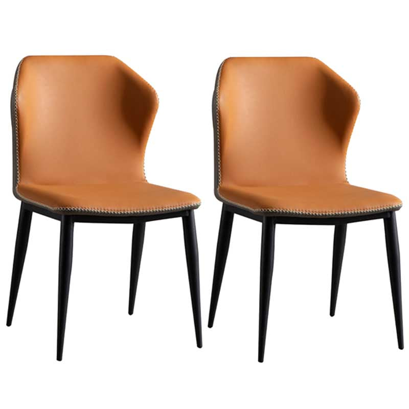Chaise de salle à manger en cuir de style contemporain, chaise latérale à oreilles pour usage domestique