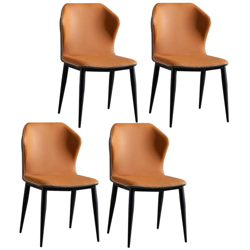 Chaise de salle à manger en cuir de style contemporain, chaise latérale à oreilles pour usage domestique