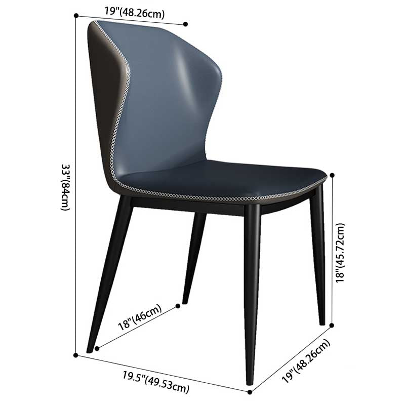 Chaise de salle à manger en cuir de style contemporain, chaise latérale à oreilles pour usage domestique