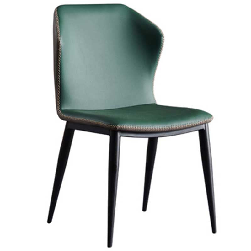 Chaise de salle à manger en cuir de style contemporain, chaise latérale à oreilles pour usage domestique