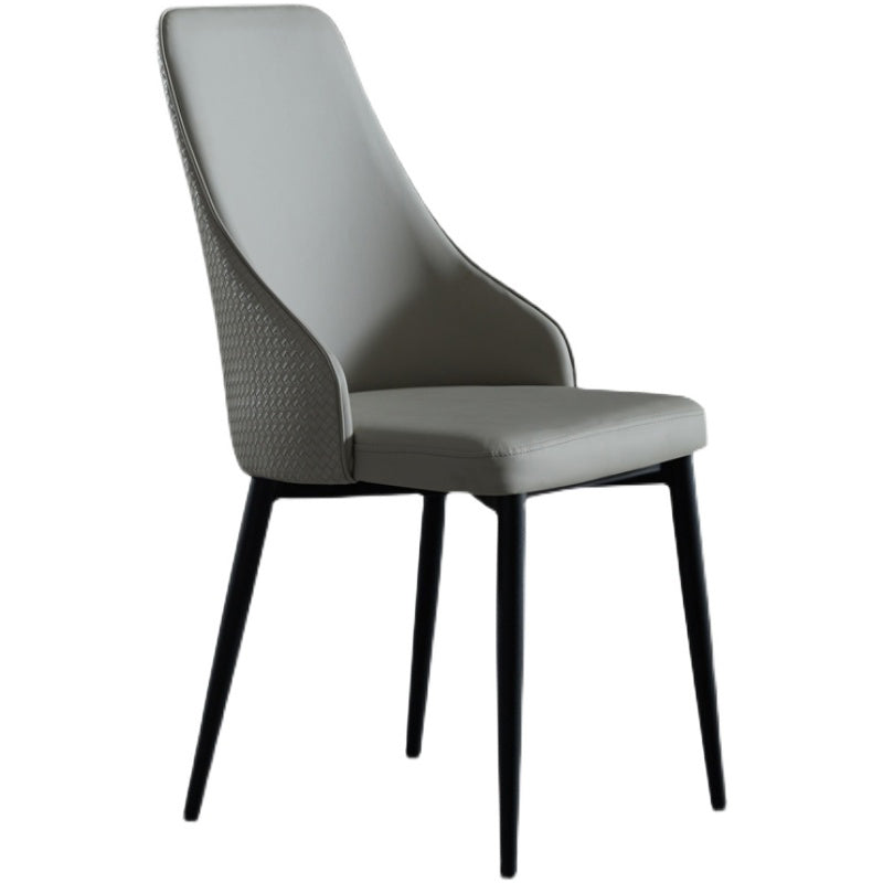 Industrial Dining Chair with 4 Black Metal Legs Solid Back Chair for Home Use