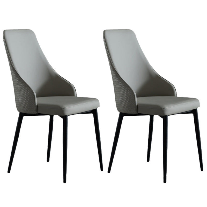 Industrial Dining Chair with 4 Black Metal Legs Solid Back Chair for Home Use