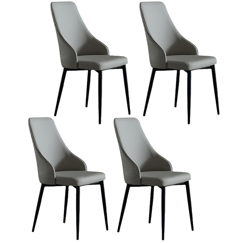 Industrial Dining Chair with 4 Black Metal Legs Solid Back Chair for Home Use