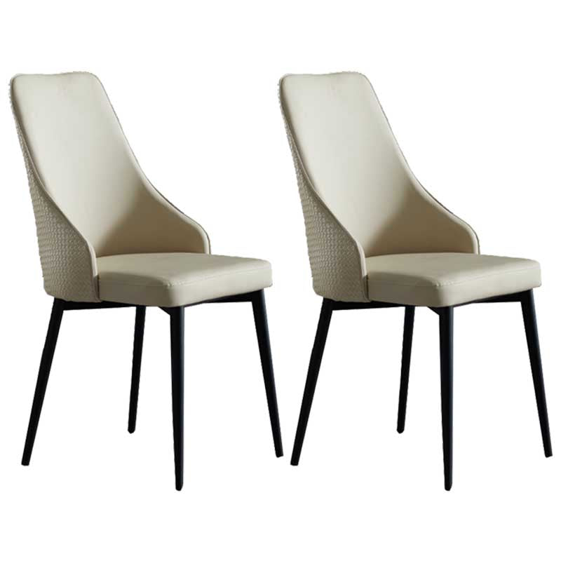 Industrial Dining Chair with 4 Black Metal Legs Solid Back Chair for Home Use