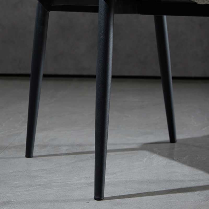 Industrial Dining Chair with 4 Black Metal Legs Solid Back Chair for Home Use