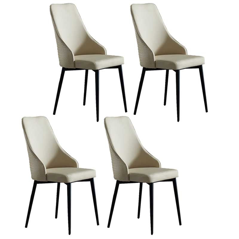 Industrial Dining Chair with 4 Black Metal Legs Solid Back Chair for Home Use