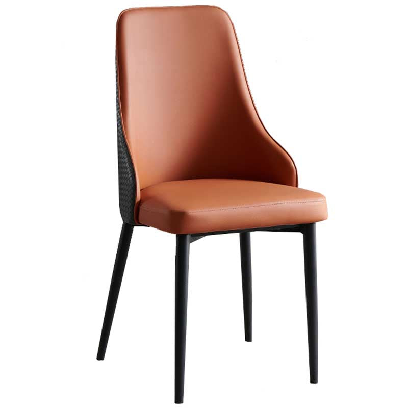 Industrial Dining Chair with 4 Black Metal Legs Solid Back Chair for Home Use