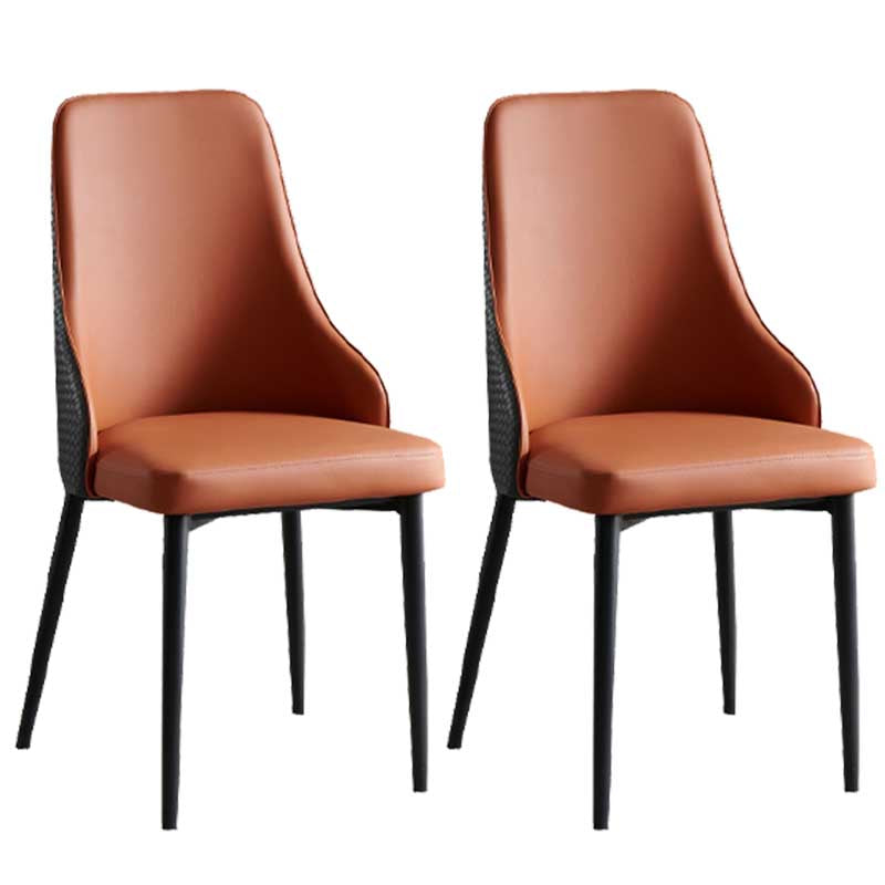 Industrial Dining Chair with 4 Black Metal Legs Solid Back Chair for Home Use