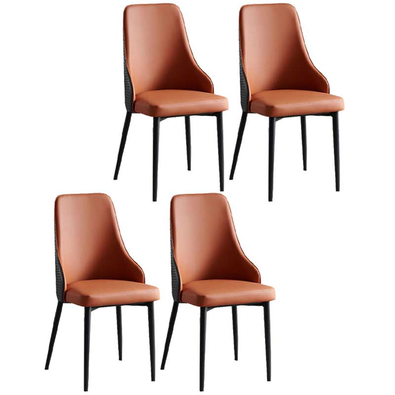 Industrial Dining Chair with 4 Black Metal Legs Solid Back Chair for Home Use