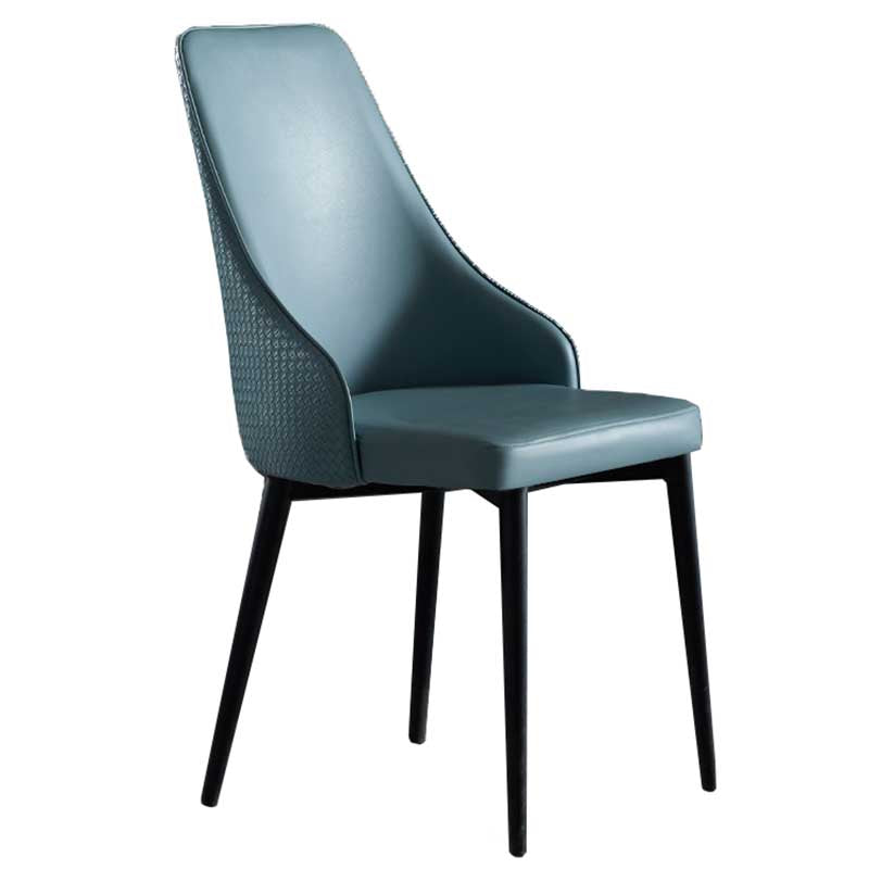 Industrial Dining Chair with 4 Black Metal Legs Solid Back Chair for Home Use