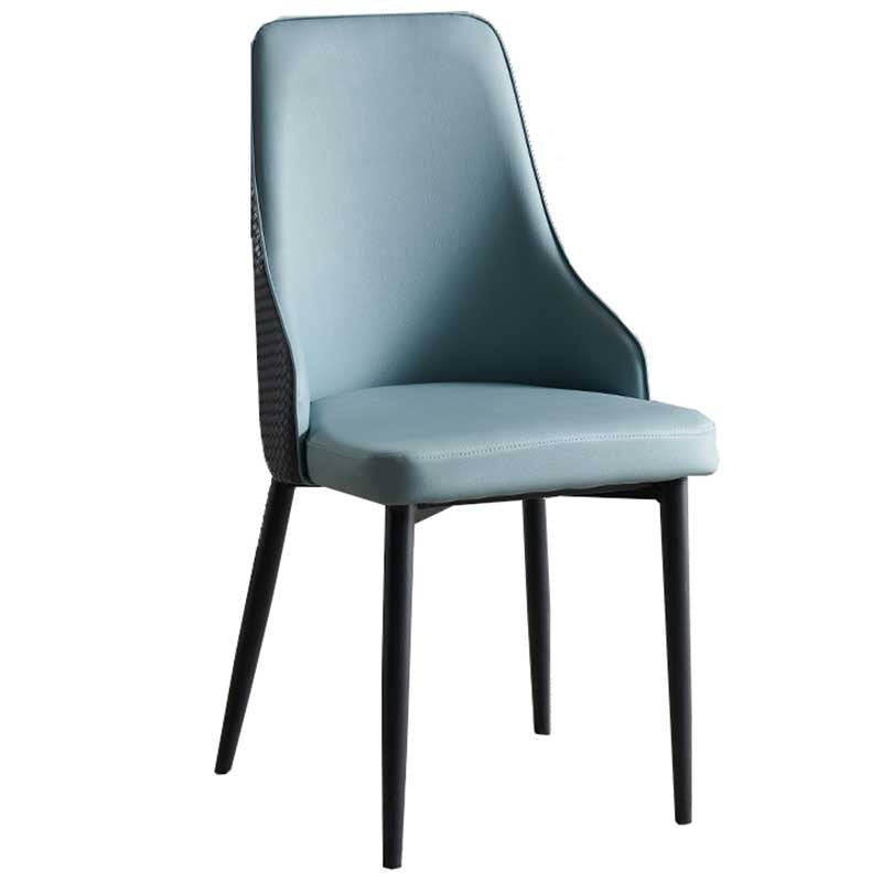 Industrial Dining Chair with 4 Black Metal Legs Solid Back Chair for Home Use