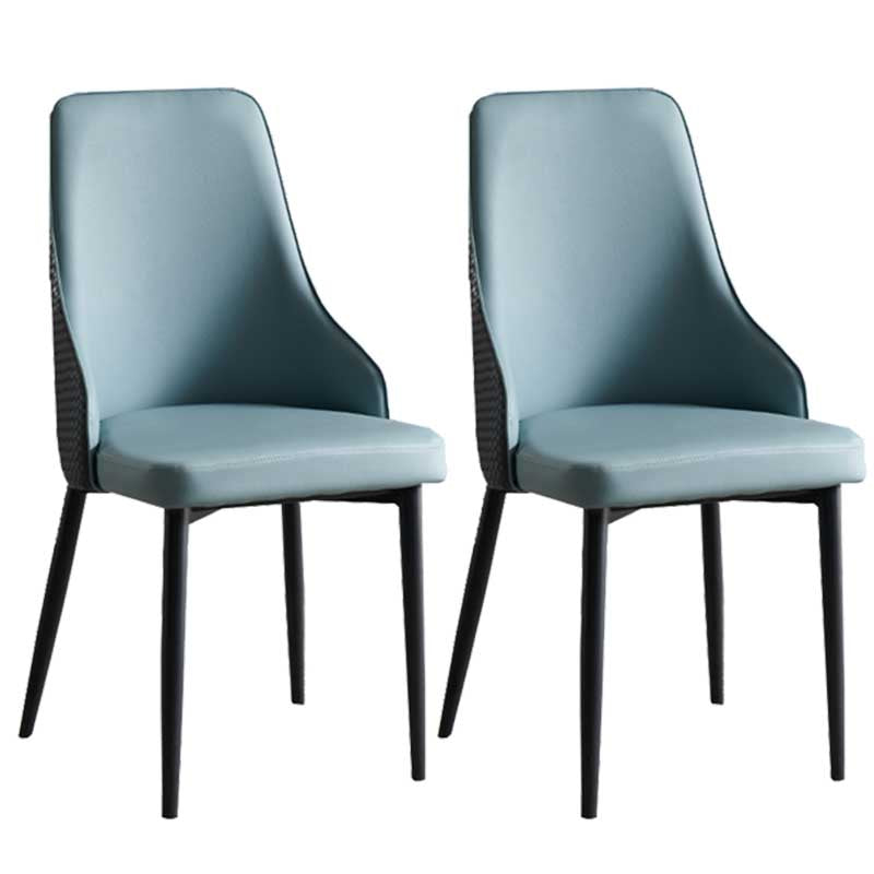 Industrial Dining Chair with 4 Black Metal Legs Solid Back Chair for Home Use